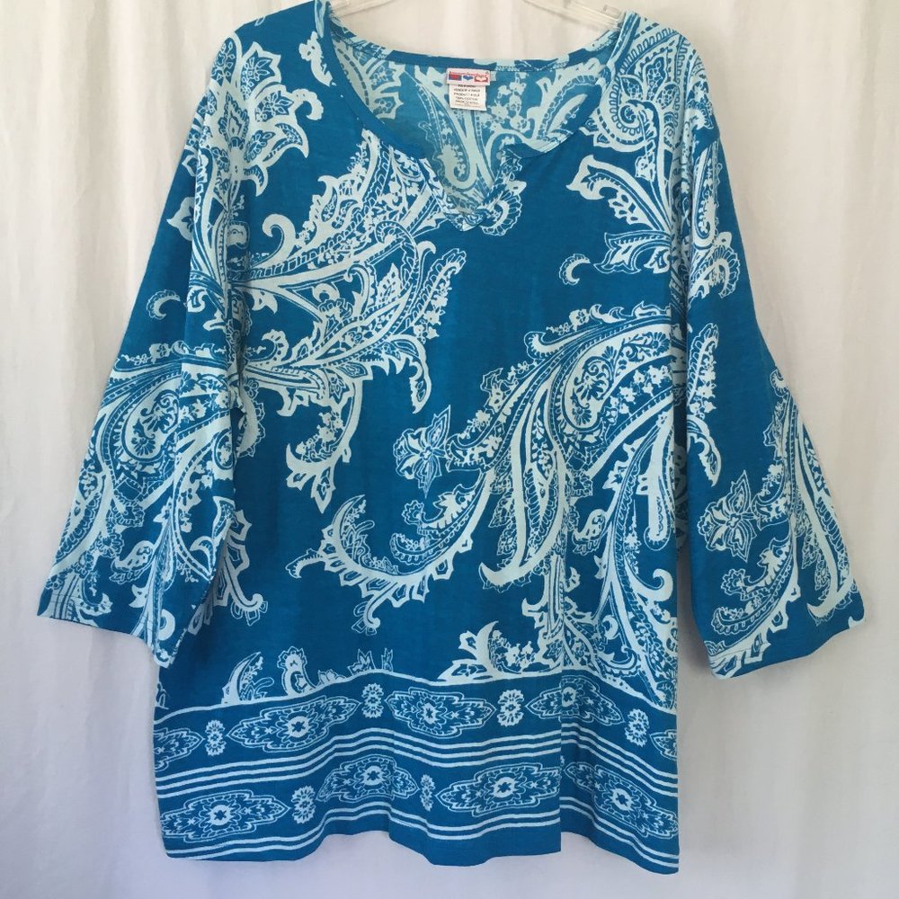 American Sweetheart Paisley Tunic Length Top SzXXL